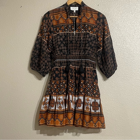 Cleobella Black and Brown Patterned Mini Dress‎ XS - Picture 2 of 14